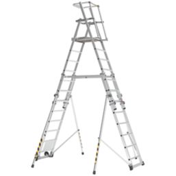 Boss 4.17m Aluminium 2 x 12 Step Telescopic Platform Ladder With Handrail