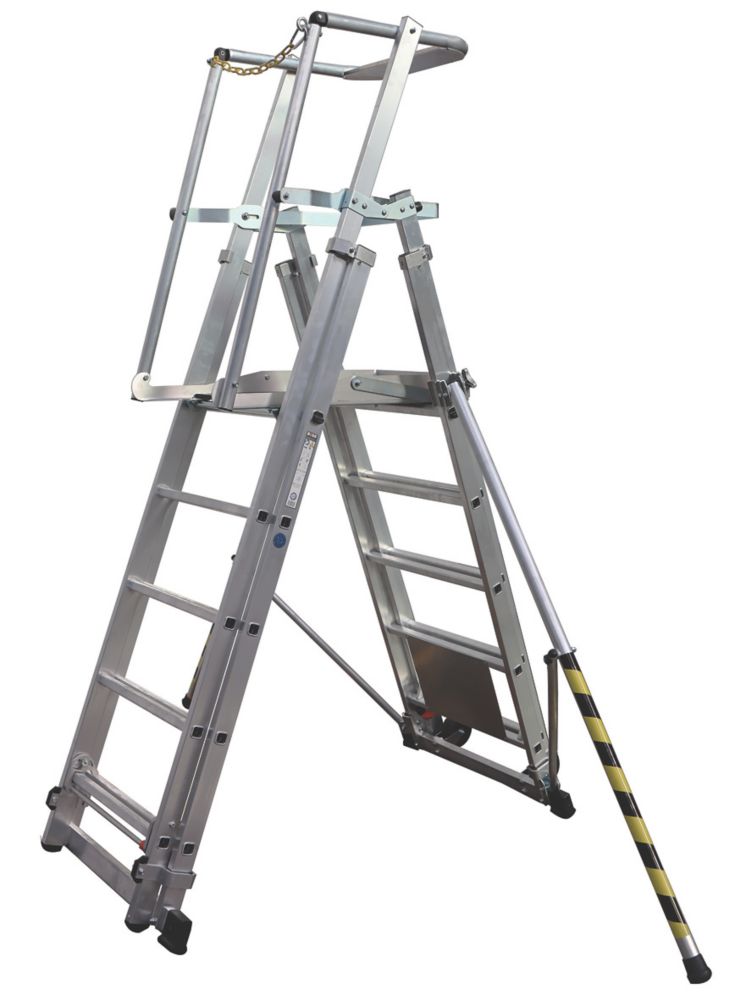 Boss 4.17m Aluminium 2 x 12 Step Telescopic Platform Ladder With Handrail