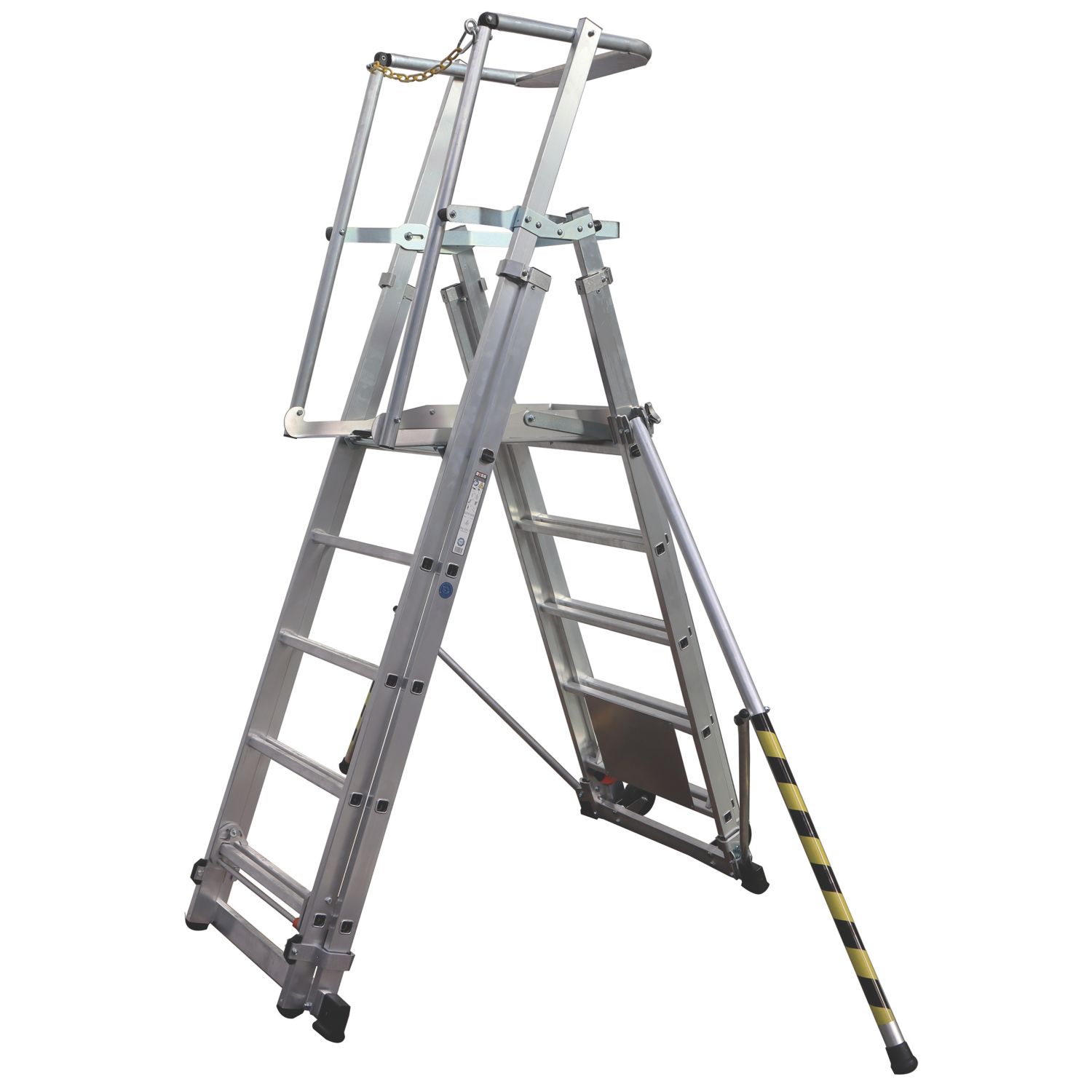 Boss 4.17m Aluminium 2 x 12 Step Telescopic Platform Ladder With Handrail (726PG)
