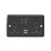 MK Contoura 13A 2-Gang DP Switched Socket + 2A 2-Outlet Type A USB Charger Black with Colour-Matched Inserts