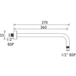 Bristan  Wall-Fed Round Shower Arm Chrome 360mm x 60mm