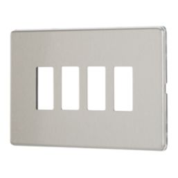 Contactum Lyric 4-Module Grid Faceplate Brushed Steel