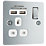 LAP  13A 1-Gang SP Switched Socket + 2.1A 2-Outlet Type A USB Charger Polished Chrome with White Inserts