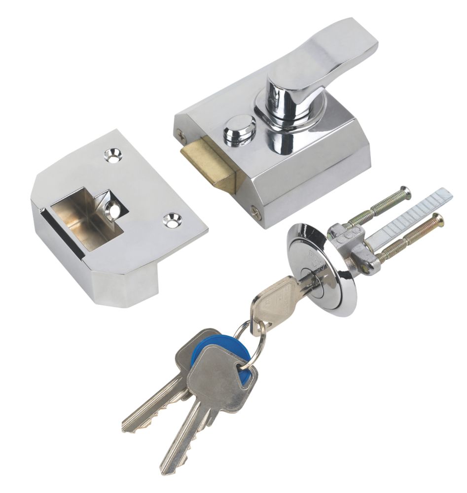 Smith & Locke Fire Rated Traditional Night Latch Polished Chrome 40mm