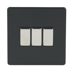 Varilight  10AX 3-Gang 2-Way Light Switch  Jet Black