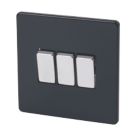 Varilight  10AX 3-Gang 2-Way Light Switch  Jet Black