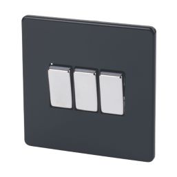 Varilight  10AX 3-Gang 2-Way Light Switch  Jet Black