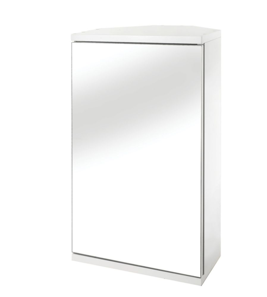 Croydex  1-Door Bathroom Corner Cabinet White  300mm x 240mm x 500mm