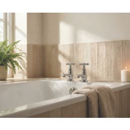 Bristan Colonial Chrome-Plated 110mm Deck Mounted Cross Head 2 Tap Holes Bath Pillar Tap