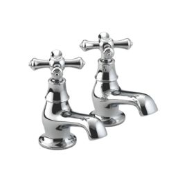 Bristan Colonial Chrome-Plated 110mm Deck Mounted Cross Head 2 Tap Holes Bath Pillar Tap