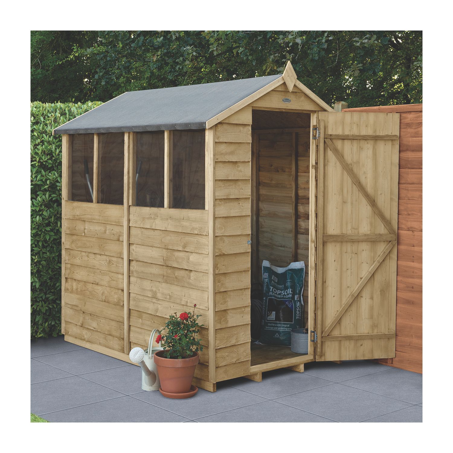 Forest 4' x 6' (Nominal) Apex Overlap Timber Shed with Assembly (727JR)