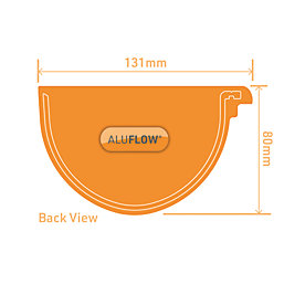 Aluflow  Half Round Internal Aluminium RH Deep Gutter Stop End White 115mm