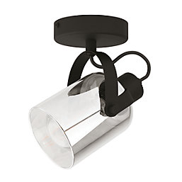 Eglo Berregas Cylindrical 1-Light Ceiling Spotlight Black/Chrome