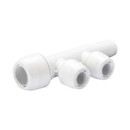 Hep2O  Plastic Push-Fit Reducing 2 Port Keyless Spigot Manifold (Same Side) 22mm x 15mm