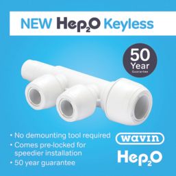 Hep2O  Plastic Push-Fit Reducing 2 Port Keyless Spigot Manifold (Same Side) 22mm x 15mm