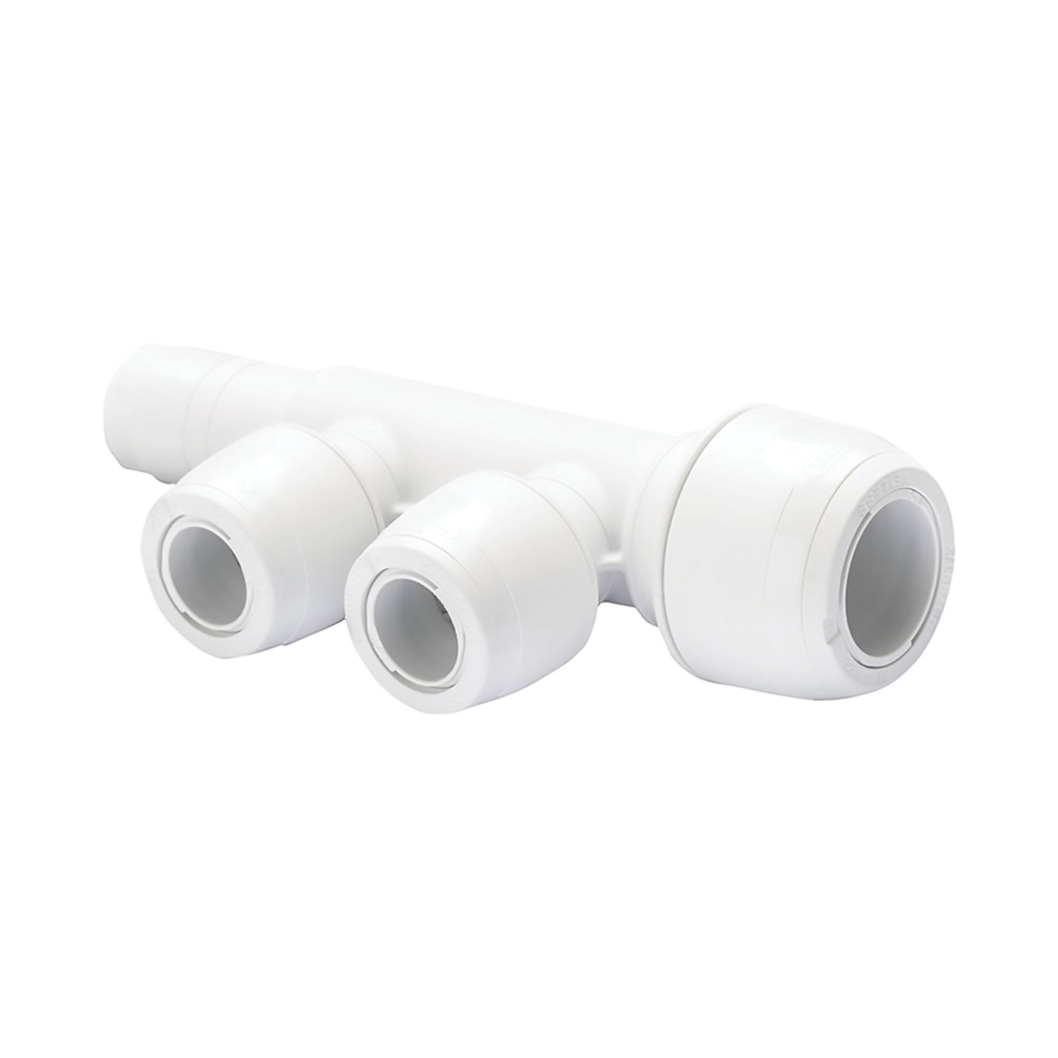 Hep2O Plastic Push-Fit Reducing 2 Port Keyless Spigot Manifold (Same Side) 22mm x 15mm (727RE)