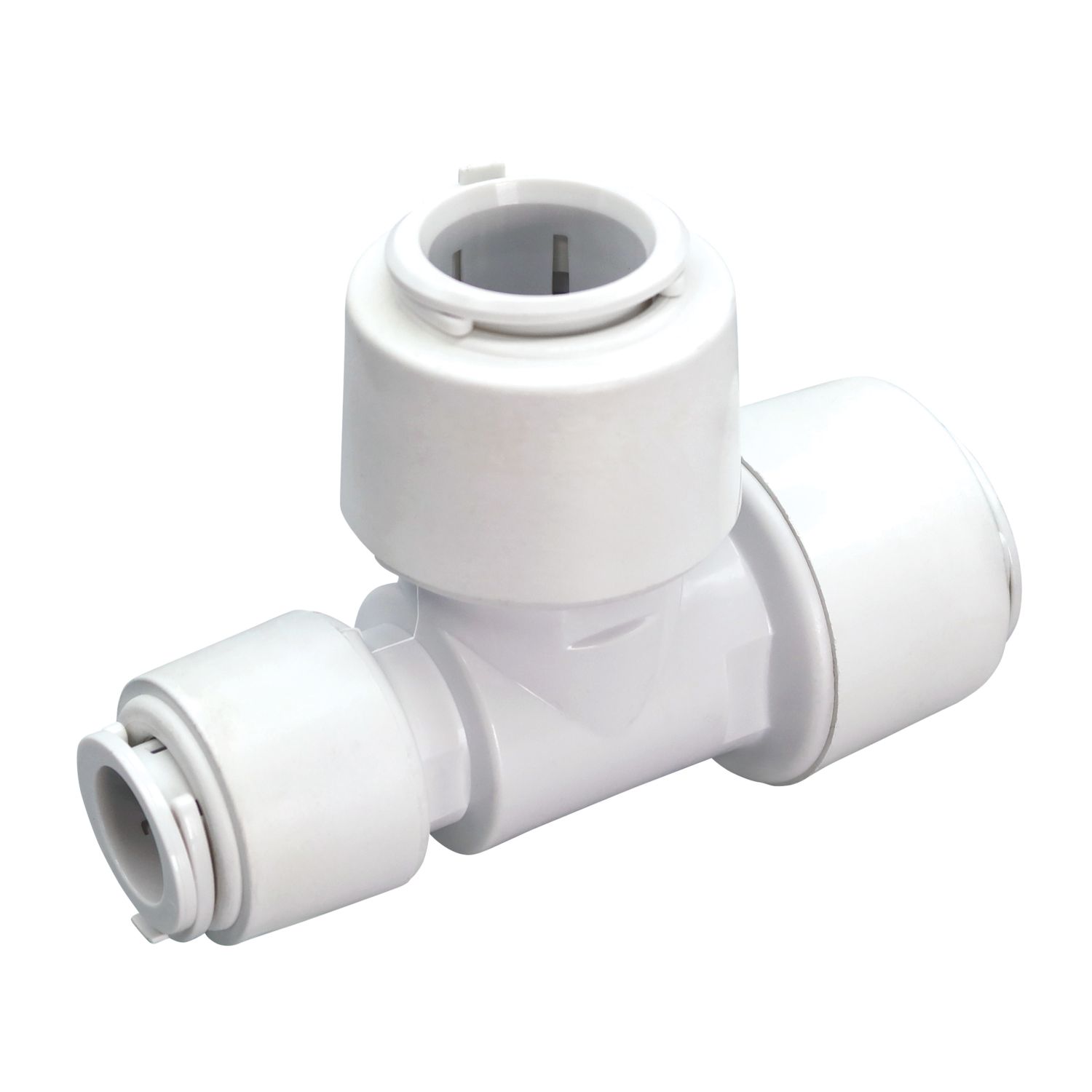 FloPlast FloFit+ Plastic Push-Fit Reducing Tee 22mm x 15mm x 22mm (727RF)