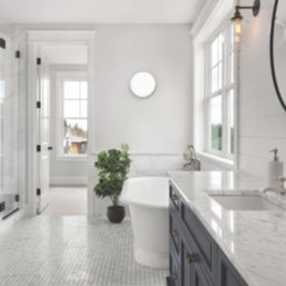 4lite  Indoor Maintained Emergency Round LED Wall/Ceiling Light Chrome 18W 1847lm