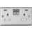 Knightsbridge  13A 2-Gang SP Switched Socket + 2.4A 12W 2-Outlet Type A USB Charger Brushed Chrome with White Inserts