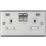 Knightsbridge CL9224BCW 13A 2-Gang SP Switched Socket + 2.4A 2-Outlet Type A USB Charger Brushed Chrome with White Inserts