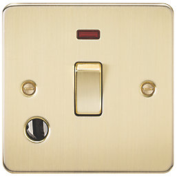 Knightsbridge  20A 1-Gang DP Control Switch & Flex Outlet Brushed Brass with LED