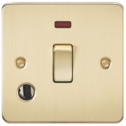 Knightsbridge  20A 1-Gang DP Control Switch & Flex Outlet Brushed Brass with LED