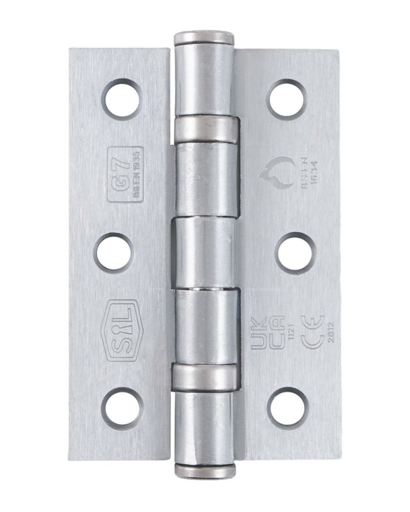 Smith & Locke Satin Chrome Grade 7 Fire Rated Ball Bearing Door Hinges