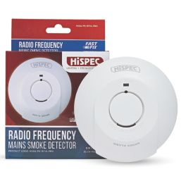 Hispec HSSA/PE/RF10-PRO  Mains Interlinked Mains Powered Fast Fix Interlinked Smoke Alarm With Radio Frequency 10 Year Sealed Lithium Battery
