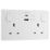 LAP  13A 2-Gang SP Switched Socket + 4.2A 15W 2-Outlet Type A & C USB Charger White