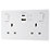 LAP  13A 2-Gang SP Switched Socket + 4.2A 2-Outlet Type A & C USB Charger White