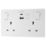 LAP  13A 2-Gang SP Switched Socket + 4.2A 15W 2-Outlet Type A & C USB Charger White