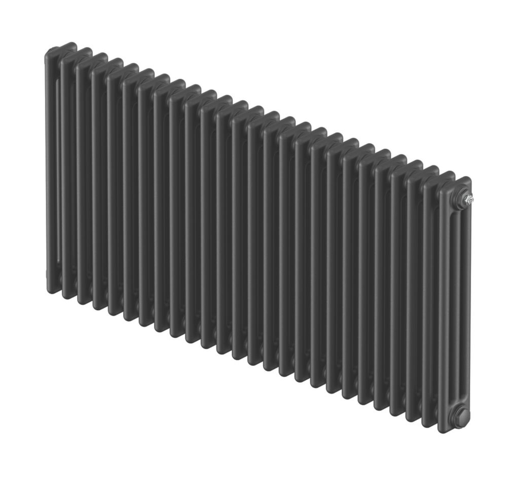 Acova 600mm x 1226mm 5403BTU Anthracite Horizontal 3 Column Radiator Screwfix