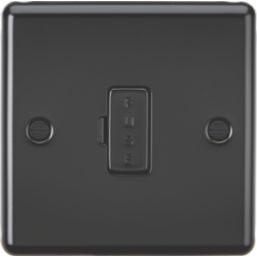 Knightsbridge  13A Unswitched Fused Spur  Matt Black with Black Inserts