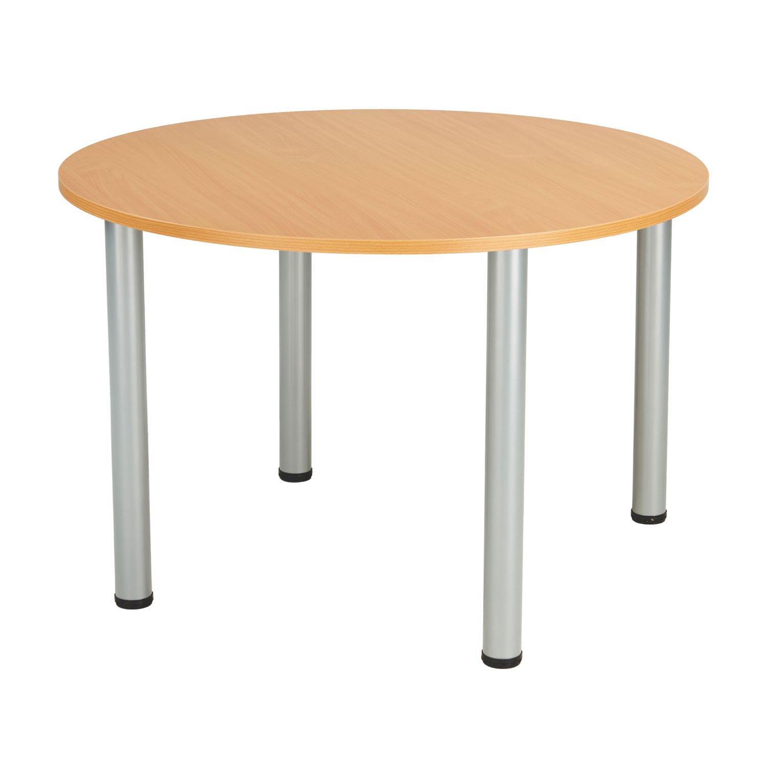 TC Group One Fraction Plus Round Office Table Beech/Silver 1000mm x 1000mm (728TT)