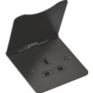 Knightsbridge FPR7UMB 13A 1-Gang Unswitched Floor Socket Matt Black with Black Inserts
