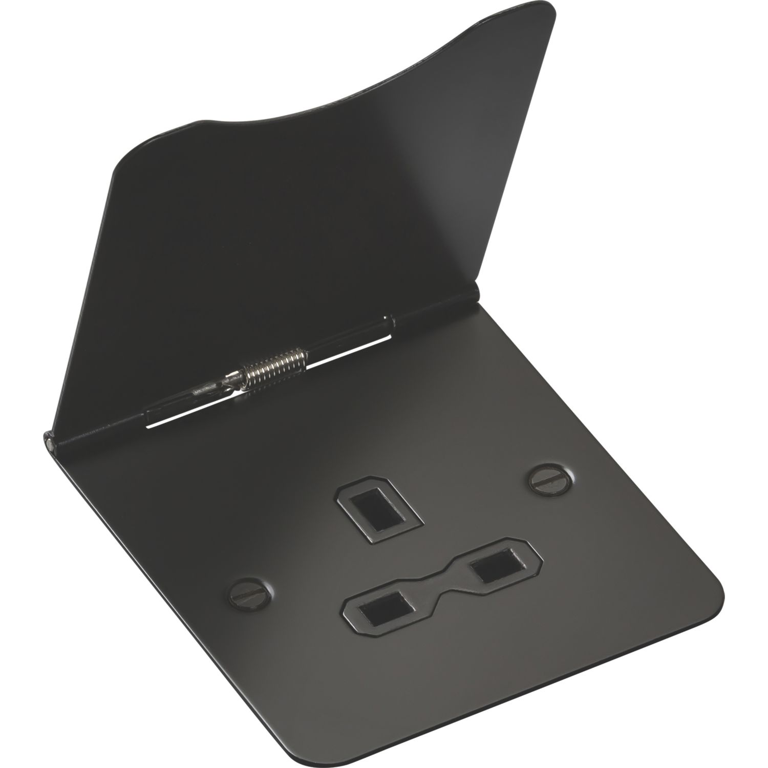 Knightsbridge FPR7UMB 13A 1-Gang Unswitched Floor Socket Matt Black with Black Inserts (728VF)