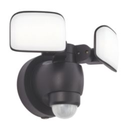 Saxby Sentinel  Outdoor LED Twin Head Floodlight With PIR Sensor Matt Black 20W 1500lm