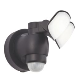 Saxby Sentinel  Outdoor LED Twin Head Floodlight With PIR Sensor Matt Black 20W 1500lm