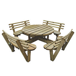 Forest Circular Garden Picnic Table with Seat Backs 2460mm x 2460mm x 820mm