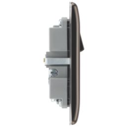 British General Nexus Metal 13A 1-Gang SP Switched Socket + 3A 18W 2-Outlet Type A & C USB Charger Black Nickel with Black Inserts