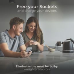 British General Nexus Metal 13A 1-Gang SP Switched Socket + 3A 18W 2-Outlet Type A & C USB Charger Black Nickel with Black Inserts