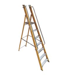 Lyte Fibreglass 2.43m 7 Step Platform Step Ladder With Handrail