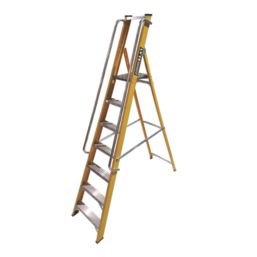 Lyte Fibreglass 2.43m 7 Step Platform Step Ladder With Handrail