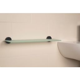 Croydex Epsom Black Zinc Alloy Flexi-Fix Glass Shelf 620mm x 133mm x 54mm