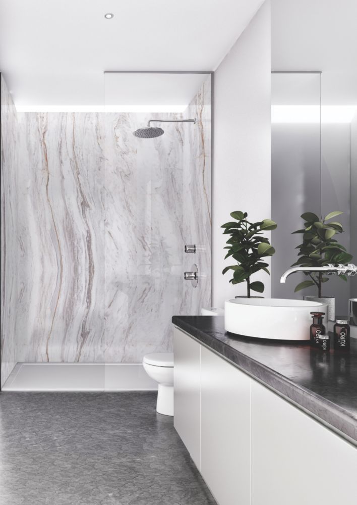 Splashwall Marmo Linea Bathroom Wall Panel Matt White  1200mm x 2420mm x 10mm - 5