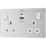 British General Evolve 13A 2-Gang SP Switched Socket + 3A 45W 2-Outlet Type A & C USB Charger Brushed Steel with White Inserts