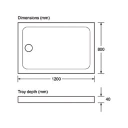 Mira Flight Safe Rectangular Shower Tray White 1200mm x 800mm x 40mm