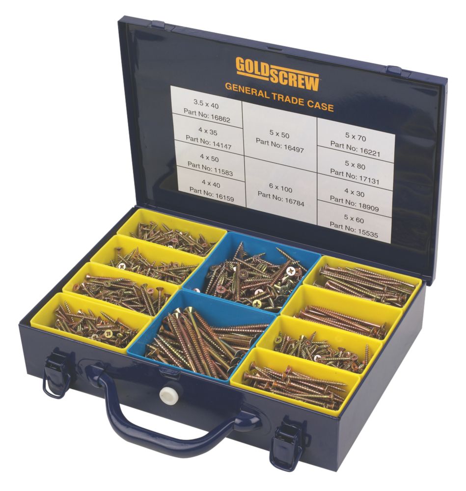 Goldscrew PZ Double-Countersunk General Trade Case 1400 Pcs - Screwfix