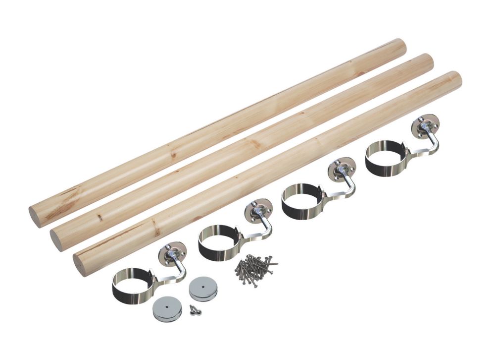 Richard Burbidge Pine Round Staircase Handrail Kit UnFinished 3600mm ...