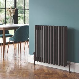 Flomasta 600mm x 605mm 2580BTU Black Horizontal 3 Column Radiator